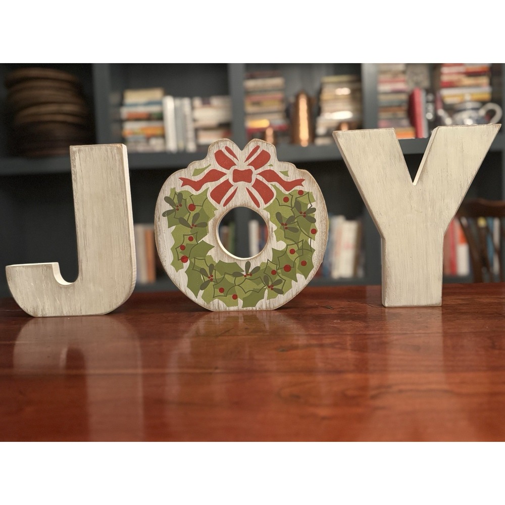 Burton & Burton Wood J-O-Y Christmas Holiday Sign